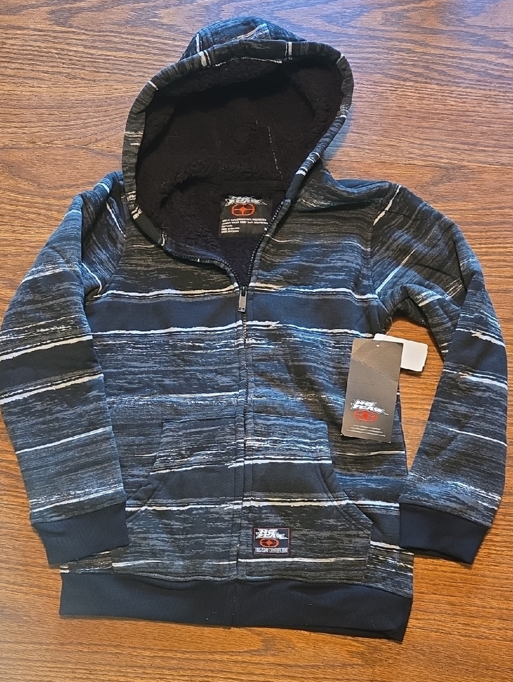 No Fear Black & Gray Striped Zip-Up Hoodie